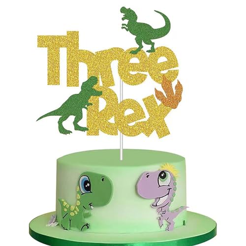 Dinosaurier-Kuchenaufsatz für Jungen und Mädchen, zum 3. Geburtstag, Dschungel-Thema, Party-Dekoration, Dinosaurier-Kuchendekoration, Jubel bis 3 Jahre alt, Grün Dinosaurier-Kuchenaufsatz für Jungen und Mädchen, zum 3. Geburtstag, Dschungel-Thema, Party-Dekoration, Dinosaurier-Kuchendekoration, Jubel bis 3 Jahre alt, Grün von RS