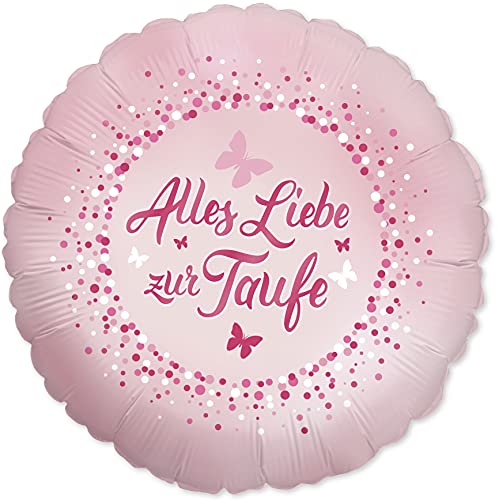 RS Folienballon Zur Taufe, rosa, ca. 45 cm von RS