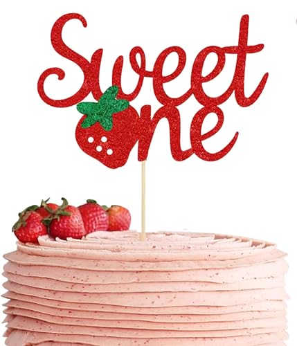 Strawberry Happy Birthday Cake Topper Strawberry Theme Birthday Party Decoration for Berry Sweet Party Summer Fruit Themed Party von RS