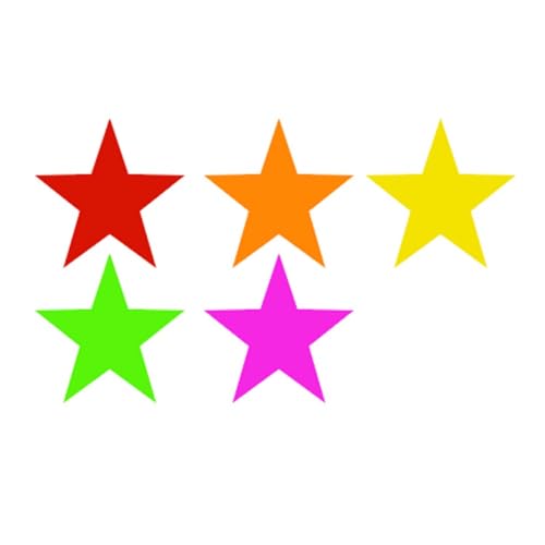 30 Blatt Neon-Papier, 20 cm, Kreis, Neon-Karton für Schwarzlicht, Party, DIY, Tanzfläche, Spiele, Dekorationen und Zubehör, 5 Farben (Stern - 30 Stück) von RSACCSKY