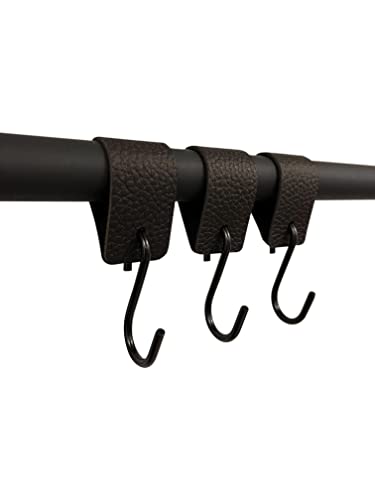 RSR Hangers Kleiderhaken mit Lederschlaufe - Schwarz - 9 Stück - S Haken – 12,5 cm x 3 cm - Garderobe -Kleiderstange - Leder – Lederband - Garderobenhaken – Fleischerhaken - Multifunktionshaken RSR Hangers Kleiderhaken mit Lederschlaufe - Schwarz - 9 Stück - S Haken – 12,5 cm x 3 cm - Garderobe -Kleiderstange - Leder – Lederband - Garderobenhaken – Fleischerhaken - Multifunktionshaken von RSR Hangers