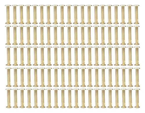 Nietschrauben, 100 Stück, goldene Chicago-Schrauben, M5, lange Schrauben, Ledertaschen, Gürtel, Scrapbook-Pfosten, Nagelnieten, Druckknöpfe, Buchschrauben, Fotoalbum-Bindeschrauben (Größe: M5 x 55 mm) Nietschrauben, 100 Stück, goldene Chicago-Schrauben, M5, lange Schrauben, Ledertaschen, Gürtel, Scrapbook-Pfosten, Nagelnieten, Druckknöpfe, Buchschrauben, Fotoalbum-Bindeschrauben (Größe: M5 x 55 mm) von RSRSR