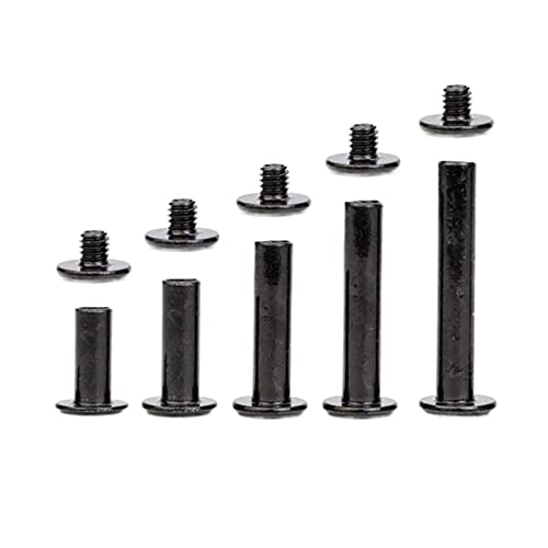 RSRSR Nietschrauben, 50 Sets, M5 x 5–50 mm, schwarz, Chicago-Schrauben, Buchschrauben, Pfosten, Sortimentskit for Leder, Nägel, Nieten, Knöpfe, solide Gürtelschnallen, Sammelalben, Fotoalben RSRSR Nietschrauben, 50 Sets, M5 x 5–50 mm, schwarz, Chicago-Schrauben, Buchschrauben, Pfosten, Sortimentskit for Leder, Nägel, Nieten, Knöpfe, solide Gürtelschnallen, Sammelalben, Fotoalben von RSRSR