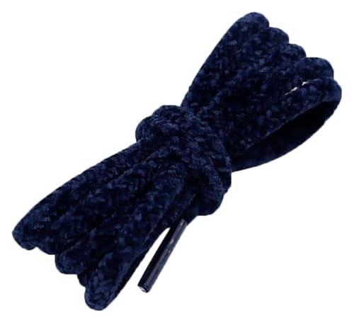 RSRSR Sneaker-Schnürsenkel, 0,6 cm, süße Farbe, runde Schnürsenkel aus Plüschstoff for Freizeit-Sneaker, klobige Sneakers, Laufschuhe(Deep Blue,140) von RSRSR