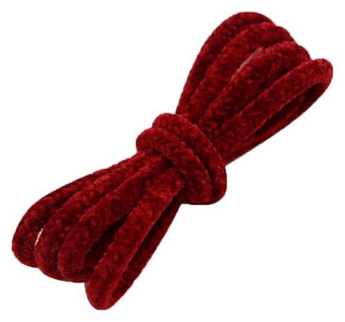 RSRSR Sneaker-Schnürsenkel, 0,6 cm, süße Farbe, runde Schnürsenkel aus Plüschstoff for Freizeit-Sneaker, klobige Sneakers, Laufschuhe(Wine Red,7.375) von RSRSR