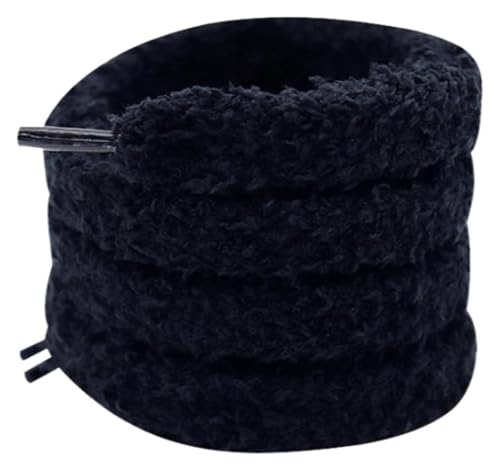 RSRSR Sneaker-Schnürsenkel, 1,5 cm, leuchtende Farben, Flache Schnürsenkel aus Plüschstoff for lässige Sneaker, klobige Sneakers(Black,90) von RSRSR