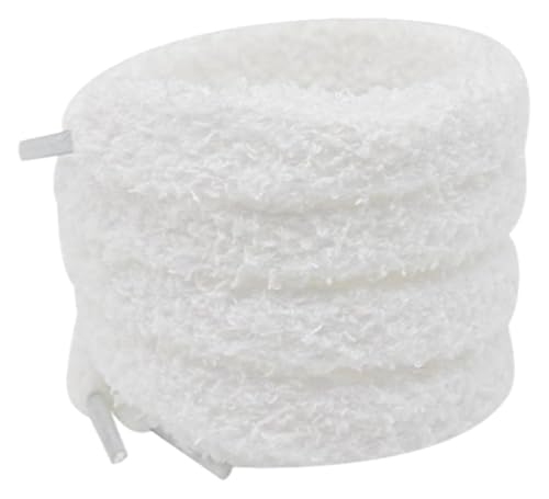 RSRSR Sneaker-Schnürsenkel, 1,5 cm, leuchtende Farben, Flache Schnürsenkel aus Plüschstoff for lässige Sneaker, klobige Sneakers(White,130) von RSRSR