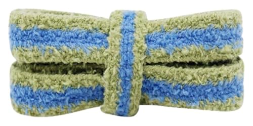 RSRSR Sneaker-Schnürsenkel, 1,55 cm, zweifarbig gestreift, Flache Schnürsenkel aus Plüschstoff for Freizeit-Sneakers, klobige Sneakers, Basketballschuhe(Green-Blue,70) von RSRSR