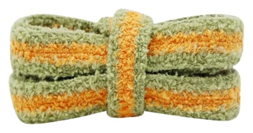 RSRSR Sneaker-Schnürsenkel, 1,55 cm, zweifarbig gestreift, Flache Schnürsenkel aus Plüschstoff for Freizeit-Sneakers, klobige Sneakers, Basketballschuhe(Green-orange,7.375) von RSRSR