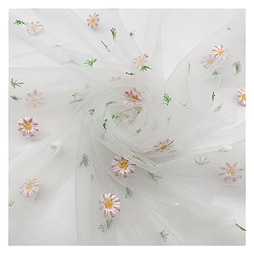 Tüllnetzstoff, dekorative Tüllrollen, 155 x 100 cm, Blumen- und Gänseblümchen-Stickerei, weicher Netzstoff for Kleider, Röcke, Spitzennetzstoff, Gaze, Bekleidungsstoff, DIY-Nähen (Hellrosa)(White) Tüllnetzstoff, dekorative Tüllrollen, 155 x 100 cm, Blumen- und Gänseblümchen-Stickerei, weicher Netzstoff for Kleider, Röcke, Spitzennetzstoff, Gaze, Bekleidungsstoff, DIY-Nähen (Hellrosa)(White) von RSRSR