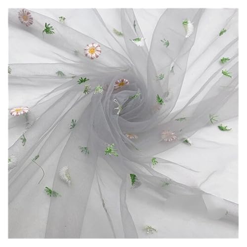 Tüllnetzstoff, dekorative Tüllrollen, 155 x 100 cm, Blumen- und Gänseblümchen-Stickerei, weicher Netzstoff for Kleider, Röcke, Spitzennetzstoff, Gaze, Bekleidungsstoff, DIY-Nähen (Hellrosa)(Grey) Tüllnetzstoff, dekorative Tüllrollen, 155 x 100 cm, Blumen- und Gänseblümchen-Stickerei, weicher Netzstoff for Kleider, Röcke, Spitzennetzstoff, Gaze, Bekleidungsstoff, DIY-Nähen (Hellrosa)(Grey) von RSRSR