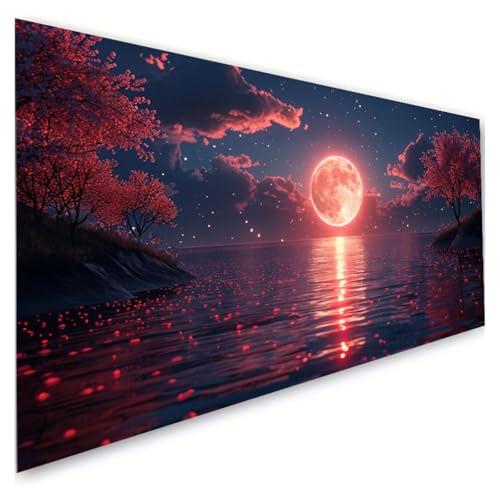 Diamond Painting Blütenblatt Diamond Painting Erwachsene Groß XXL 10x20cm, 5D Diamant Paintings Bilder Mond Malen Nach Zahlen Anfänger, DIY Full Drill Diamant Malerei Bastelset, Zimmer Deko G2-905 von RSZYUUNG