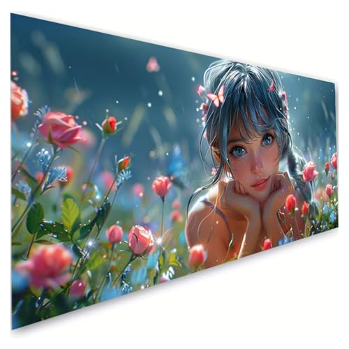 Diamond Painting Blume Diamond Painting Erwachsene Groß XXL 70x140cm, 5D Diamant Paintings Bilder Mädchenhaft Malen Nach Zahlen Anfänger, DIY Diamant Malerei Stickerei Bastelset, Zimmer Deko G2-983 von RSZYUUNG