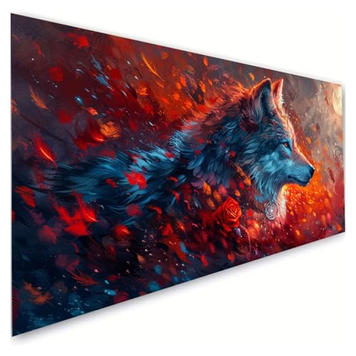 Diamond Painting Erwachsene Groß XXL 100x180cm, 5D Diamant Painting Bilder Feder Diamond Paintings Kinder Wolf Diamond-painting, DIY Mosaikherstellung Basteln Mädchen Geschenke, Deko Wohnzimmer G2-976 von RSZYUUNG