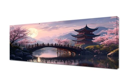 Diamond Painting Erwachsene Groß XXL 175x70cm, 5D Diamond Painting Kirschblüten Diamant Paintings Bilder Pavillon Diamonds Crystal Art, DIY Full Drill Diamant Malerei Stickerei Set, Wanddeko R1-590 von RSZYUUNG