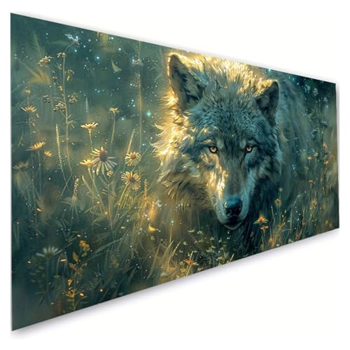 Diamond Painting Erwachsene Groß XXL 40x90cm, 5D Diamant Painting Bilder Wolf Diamond Paintings Kinder Gänseblümchen Diamond-painting, DIY Mosaikherstellung Basteln Mädchen, Deko Wohnzimmer G2-638 von RSZYUUNG