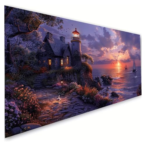 Diamond Painting Erwachsene Groß XXL 70x140cm, 5D Diamant Painting Bilder Boot Diamond Paintings Kinder Leuchtturm Diamond-painting, DIY Mosaikherstellung Basteln Mädchen, Deko Wohnzimmer G2-134 Diamond Painting Erwachsene Groß XXL 70x140cm, 5D Diamant Painting Bilder Boot Diamond Paintings Kinder Leuchtturm Diamond-painting, DIY Mosaikherstellung Basteln Mädchen, Deko Wohnzimmer G2-134 von RSZYUUNG