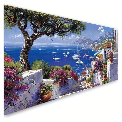 Diamond Painting Erwachsene Groß XXL 70x140cm, 5D Diamant Painting Bilder Meer Diamond Paintings Kinder Boot Diamond-painting, DIY Mosaikherstellung Basteln Mädchen Geschenke, Deko Wohnzimmer G2-962 von RSZYUUNG