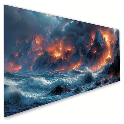 Diamond Painting Erwachsene Groß XXL 80x160cm, 5D Diamant Painting Bilder Flamme Diamond Paintings Kinder Meereswellen Diamond-painting, DIY Mosaikherstellung Basteln Mädchen, Deko Wohnzimmer G2-650 von RSZYUUNG