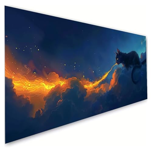 Diamond Painting Katze Diamond Painting Erwachsene Groß XXL 100x180cm, 5D Diamant Paintings Bilder Flamme Malen Nach Zahlen Anfänger, DIY Full Drill Diamant Malerei Bastelset, Zimmer Deko G2-985 von RSZYUUNG