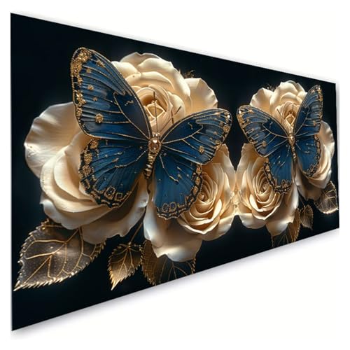 Diamond Painting Rose Diamond Painting Erwachsene Groß XXL 100x180cm, 5D Diamant Paintings Bilder Schmetterling Malen Nach Zahlen Anfänger, DIY Diamant Malerei Stickerei Bastelset, Zimmer Deko G2-901 von RSZYUUNG