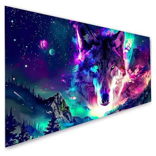 Diamond Painting Wolf Diamond Painting Erwachsene Groß XXL 70x140cm, 5D Diamant Paintings Bilder Landschaft Malen Nach Zahlen Anfänger, DIY Full Drill Diamant Malerei Bastelset, Zimmer Deko G2-977 von RSZYUUNG