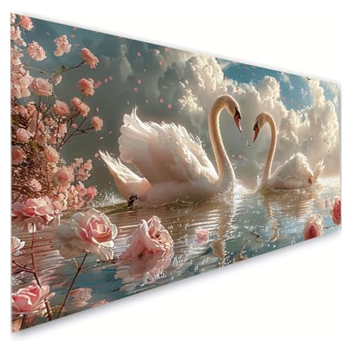 Diamond Painting Wolken Diamond Painting Erwachsene Groß XXL 40x90cm,5D Diamant Paintings Bilder Schwan Malen Nach Zahlen Anfänger,DIY Full Drill Diamant Malerei Stickerei Bastelset,Zimmer Deko G2-899 von RSZYUUNG