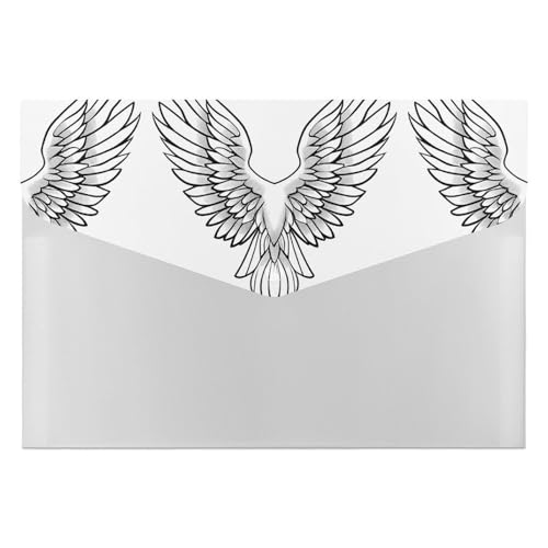 Aktenordner aus Kunststoff, Flügel, Linienmuster, bedruckt, Briefgröße, tragbare Ordner, 6 Fächer, Organizer für Zuhause und Büro von RTBKLYQ