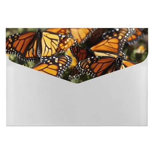 Aktenordner aus Kunststoff, Monarch-Schmetterlinge, 1 bedruckte Aktenordner, Briefgröße, tragbare Ordner, 6 Fächer, Organizer für Zuhause und Büro Aktenordner aus Kunststoff, Monarch-Schmetterlinge, 1 bedruckte Aktenordner, Briefgröße, tragbare Ordner, 6 Fächer, Organizer für Zuhause und Büro von RTBKLYQ