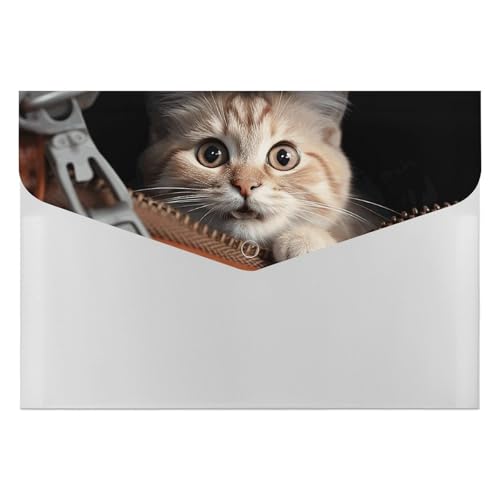 Aktenordner aus Kunststoff, Motiv: Katze schaut aus Leder, bedruckt, Briefgröße, tragbare Ordner, 6 Fächer, Organizer für Zuhause und Büro Aktenordner aus Kunststoff, Motiv: Katze schaut aus Leder, bedruckt, Briefgröße, tragbare Ordner, 6 Fächer, Organizer für Zuhause und Büro von RTBKLYQ