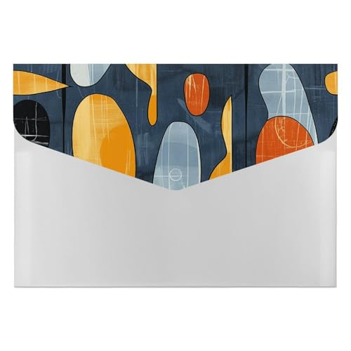 Aktenordner aus Kunststoff, Orange / Braun, oval, bedruckt, Briefgröße, tragbare Ordner, 6 Fächer, Organizer für Zuhause und Büro von RTBKLYQ