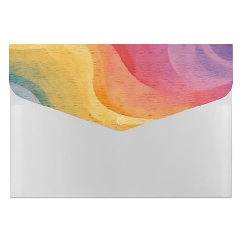 Aktenordner aus Kunststoff, Regenbogen-Druck, Aktenordner, Briefgröße, tragbare Ordner, 6 Taschen, Aktenordner für Zuhause und Büro von RTBKLYQ