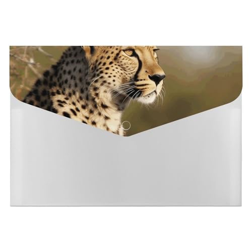 Aktenordner aus Kunststoff, Wildtiere, Leopardenmuster, Aktenordner, Briefgröße, tragbare Ordner, 6 Fächer, Organizer für Zuhause und Büro von RTBKLYQ