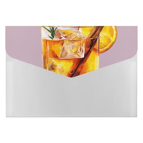 Aktenordner aus Kunststoff, altmodische Cocktail-Druck-Aktenordner, Briefgröße, tragbare Ordner, 6 Fächer, Organizer für Zuhause und Büro von RTBKLYQ