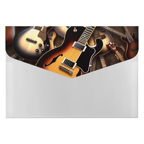 Aktenordner aus Kunststoff, mit Musik, Gitarre, bedruckt, Briefgröße, tragbare Ordner, 6 Fächer, Organizer für Zuhause und Büro Aktenordner aus Kunststoff, mit Musik, Gitarre, bedruckt, Briefgröße, tragbare Ordner, 6 Fächer, Organizer für Zuhause und Büro von RTBKLYQ