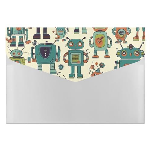 Aktenordner aus Kunststoff, niedliche Cartoon-Roboter, bedruckte Aktenordner, Briefgröße, tragbare Ordner, 6 Fächer, Organizer für Zuhause und Büro Aktenordner aus Kunststoff, niedliche Cartoon-Roboter, bedruckte Aktenordner, Briefgröße, tragbare Ordner, 6 Fächer, Organizer für Zuhause und Büro von RTBKLYQ