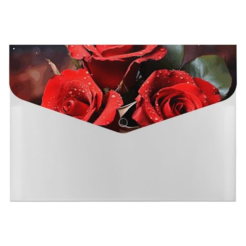 Aktenordner aus Kunststoff, romantisch, rote Rosen, bedruckt, Briefgröße, tragbare Ordner, 6 Fächer, Organizer für Zuhause und Büro Aktenordner aus Kunststoff, romantisch, rote Rosen, bedruckt, Briefgröße, tragbare Ordner, 6 Fächer, Organizer für Zuhause und Büro von RTBKLYQ