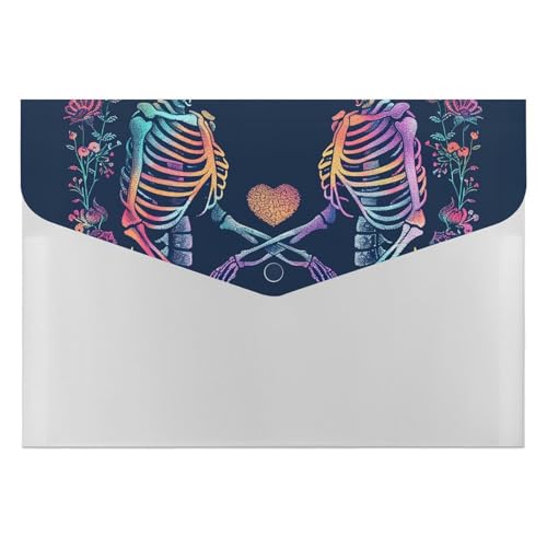 Aktenordner aus Kunststoff, zwei Totenkopf-Silhouetten, bedruckt, Briefgröße, tragbare Ordner, 6 Fächer, Organizer für Zuhause und Büro Aktenordner aus Kunststoff, zwei Totenkopf-Silhouetten, bedruckt, Briefgröße, tragbare Ordner, 6 Fächer, Organizer für Zuhause und Büro von RTBKLYQ