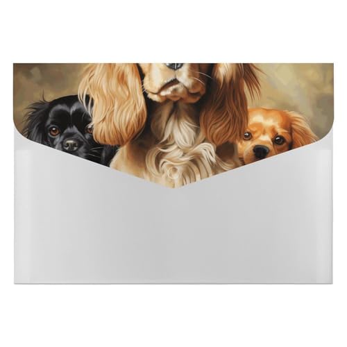 Aktenordner aus Kunststoff mit Cockerspaniel-Motiv, Brief-Format, 6 Taschen, Aktenordner für Zuhause und Büro von RTBKLYQ