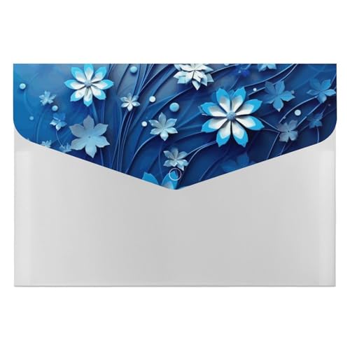 Dokumentenmappen, Kunststoff, Blau, Mini-Blumen-Wirbel-Druck, Aktenordner, Briefgröße, tragbare Ordner, 6 Fächer, Organizer für Zuhause und Büro von RTBKLYQ