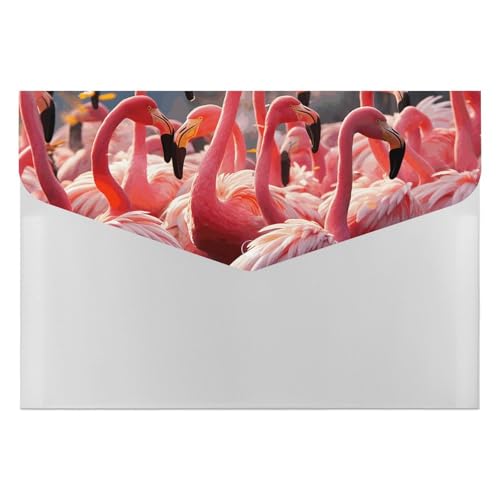 Dokumentenmappen, Kunststoff, Flamingos, Party, bedruckt, Briefgröße, tragbare Ordner, 6 Fächer, Organizer für Zuhause und Büro von RTBKLYQ