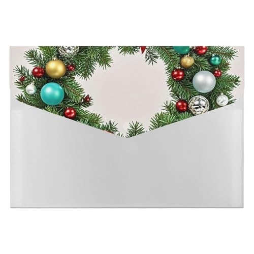 Dokumentenmappen, Kunststoff, Weihnachtskranz mit immergrünen Zweigen, bedruckt, Briefgröße, tragbare Ordner, 6 Fächer, Organizer für Zuhause und Büro Dokumentenmappen, Kunststoff, Weihnachtskranz mit immergrünen Zweigen, bedruckt, Briefgröße, tragbare Ordner, 6 Fächer, Organizer für Zuhause und Büro von RTBKLYQ