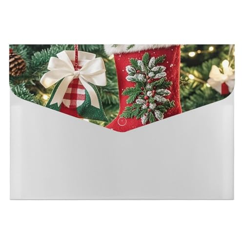 Dokumentenmappen, Kunststoff, Weihnachtsstrumpf, bedruckt, Aktenordner, Briefgröße, tragbare Ordner, 6 Fächer, Organizer für Zuhause und Büro Dokumentenmappen, Kunststoff, Weihnachtsstrumpf, bedruckt, Aktenordner, Briefgröße, tragbare Ordner, 6 Fächer, Organizer für Zuhause und Büro von RTBKLYQ