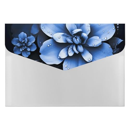Dokumentenmappen, Kunststoff, blaue Blume, 1 bedruckte Aktenordner, Briefgröße, tragbare Ordner, 6 Fächer, Organizer für Zuhause und Büro von RTBKLYQ