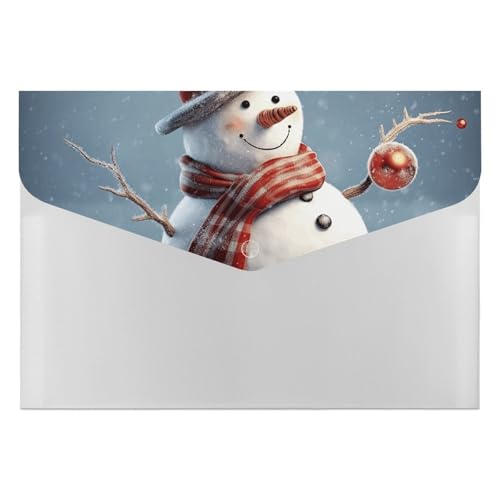 Dokumentenmappen, Kunststoff, lustiger Weihnachts-Schneemann, bedruckt, Aktenordner, Briefgröße, tragbare Ordner, 6 Fächer, Organizer für Zuhause und Büro von RTBKLYQ