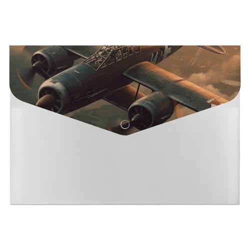 Dokumentenmappen, Kunststoffmappen, Weltkrieg, Flugzeug, bedruckt, Briefgröße, tragbare Ordner, 6 Fächer, Organizer für Zuhause und Büro von RTBKLYQ