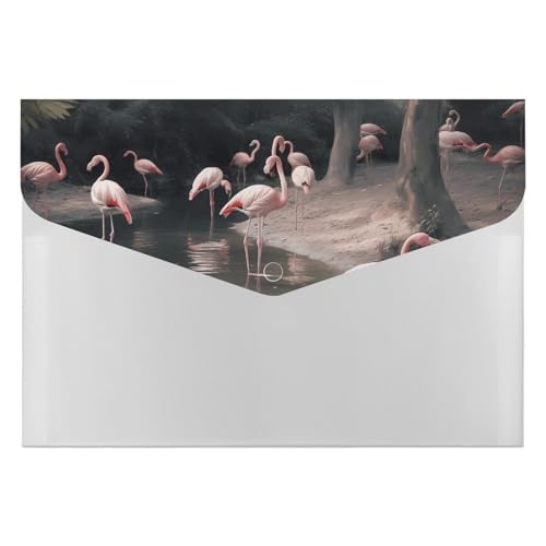Flamingo1 Aktenordner, Kunststoff, bedruckt, Briefgröße, tragbare Ordner, 6 Fächer, Organizer für Zuhause und Büro von RTBKLYQ