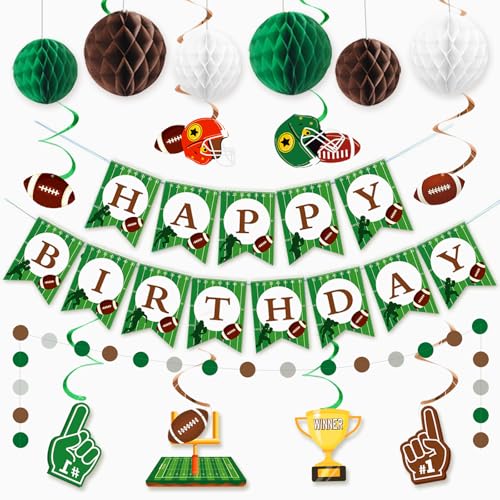 Fußball Party Dekorationen Fußball Hängende Wirbel Dekorationen Fußball Fußball Geburtstag Banner Wabenbälle Kreis Punkte Girlande für Fußballsaison Spieltag Heckklappe Party Home Decor Supplies von RTHPY
