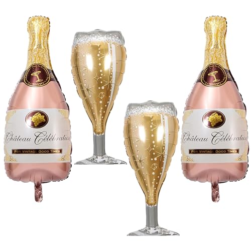 4er-Set Elegante Sektflaschen & Weinglas Riesenballons | XXL Helium Folienballon in Rosegold - Wiederverwendbare Champagner-Deko mit Aufblas-Stäbchen für Hochzeitsfeiern, Jubiläum & Geburtstagsevents 4er-Set Elegante Sektflaschen & Weinglas Riesenballons | XXL Helium Folienballon in Rosegold - Wiederverwendbare Champagner-Deko mit Aufblas-Stäbchen für Hochzeitsfeiern, Jubiläum & Geburtstagsevents von RTIOUJGI