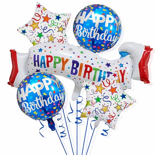 Happy Birthday Folienballon Set + Geburtstagsballons Deko – Hochwertige Aluminiumfolie & Leicht aufzublasen – 5 Stück – Für Kindergeburtstag & Partydeko Happy Birthday Folienballon Set + Geburtstagsballons Deko – Hochwertige Aluminiumfolie & Leicht aufzublasen – 5 Stück – Für Kindergeburtstag & Partydeko von RTIOUJGI